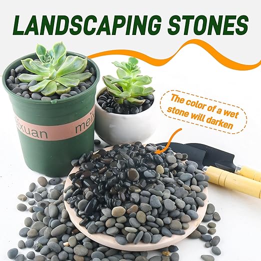 45 LB Natural River Rocks Mexican Beach Pebbles, 0.3-0.6 Inch Natural Unpolished Bulk Rocks, Pebbles for Landscaping Garden Paving Plant, Rocks for Walkways Outdoor Decorative Stone, Grey