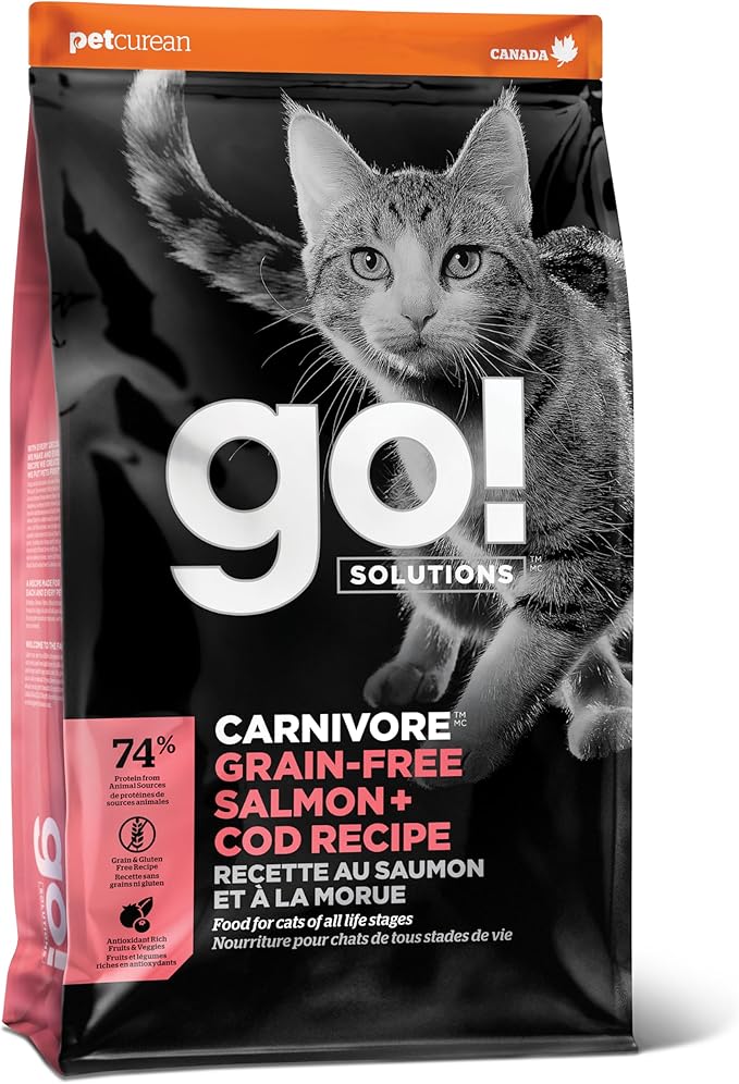 Go! Solutions Carnivore, Grain-Free, Protein Rich Dry Cat Food, Salmon and Cod Recipe, 16 lb Bag