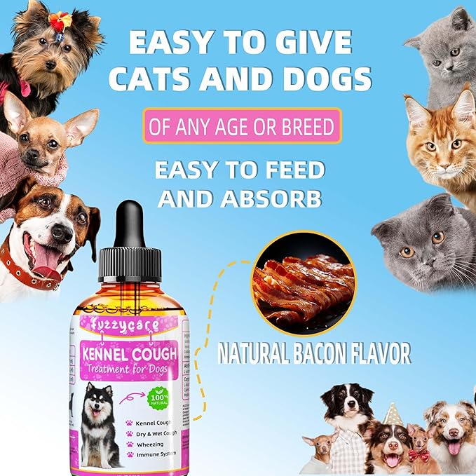 2 Pack Dog Cough Treatment，Natural Kennel Cough Medicine for Dogs,Effective Kennel Cough Treatment and Allergy Relief, Herbal Drops for All Breeds & Sizes, Soothing Dog Cough Medicine