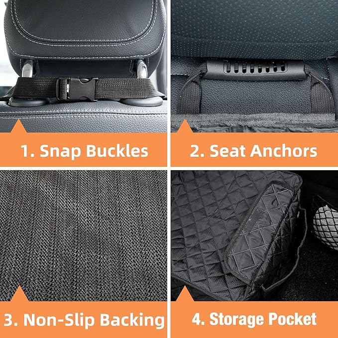 PETICON Waterproof Front Seat Car Cover 2 Pack, Full Protection Dog Car Seat Cover with Side Flaps, Nonslip Scratchproof Captain Chair Seat Cover Fits for Cars, Trucks, SUVs, Jeep, Black