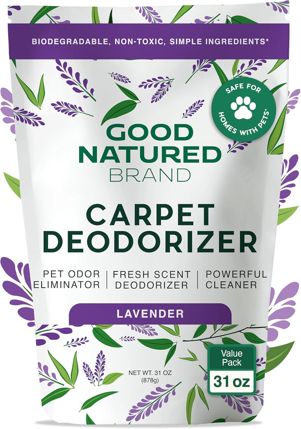 Good Natured Brand | Carpet Deodorizer & Freshener Powder | 31 oz Pet Odor Eliminator for Strong Odor & Pet Urine | Fresh Natural Sweet Orange Scent | Safe for Homes with Pets