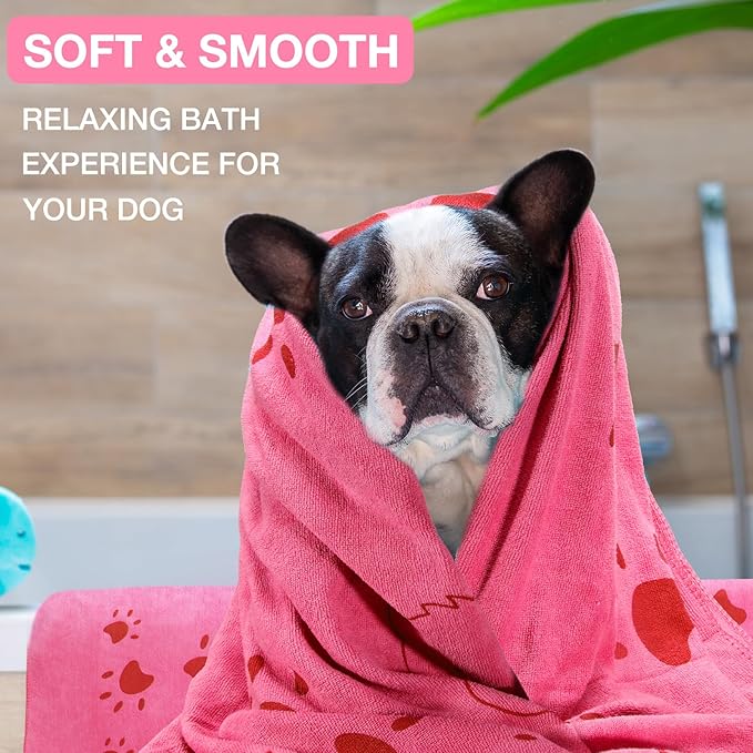Chumia 8 Pcs 55 x 28 Inches Dog Towels Absorbent Microfiber Bath Drying Towels for Small Medium Large Pets Cat Puppy Shower Cleaning Accessories(Pink)