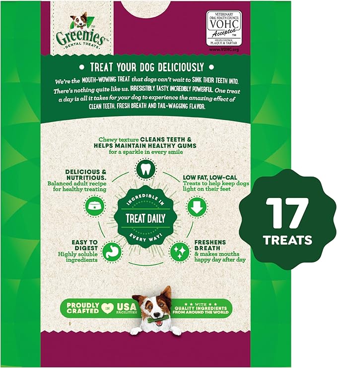 Greenies Weight Management Large Dog Dental Chews Weight Control Dog Treats, 27 oz. Pack (17 Treats)