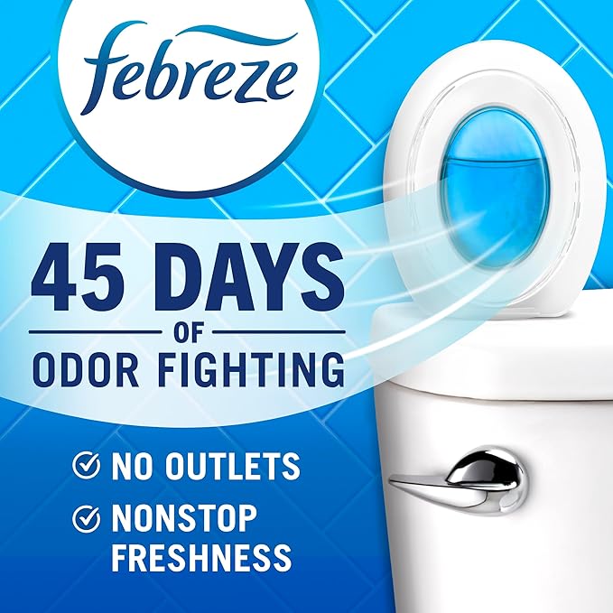 Febreze Bathroom Air Freshener, Odor-Fighting, Plug In Alternative, Air Fresheners for Home and Bathroom and Kitchen, Closet Air Fresheners, Gain Original Scent, 4 Count