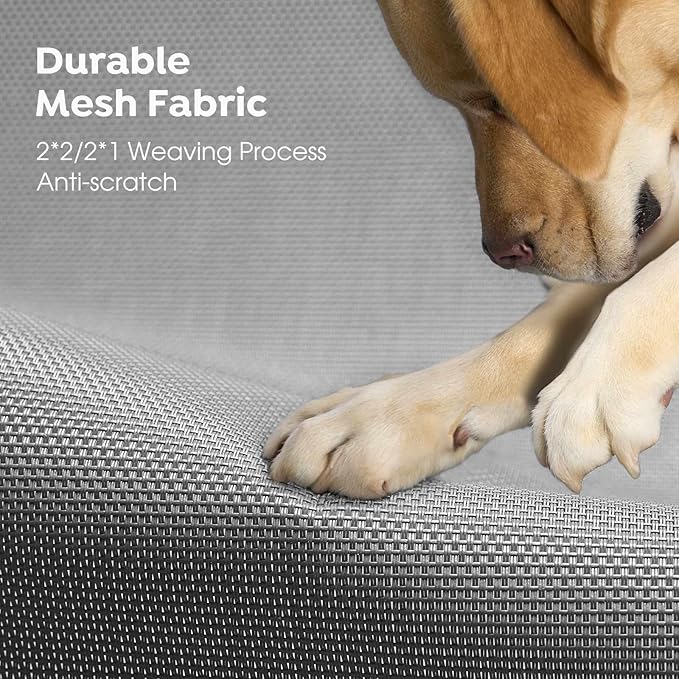 Veehoo XXL Outdoor Elevated Dog Bed, Raised Dog Cot for Extra Large Dogs, Cooling Washable Waterproof Pet Hammock Beds with Slope Headrest, Breathable Mesh and Sturdy Frame, XX-Large, Grey, CWC2204