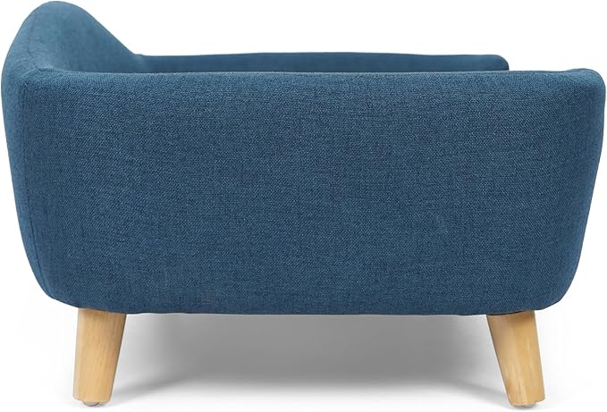 Christopher Knight Home Elroy Orthopedic Dog Bed, Elevated Dog Sofa Bed for Small Dog, Supportive Foam Pet Couch Bed with Wooden Legs, Modern Pet Sofa Bed, Navy Blue