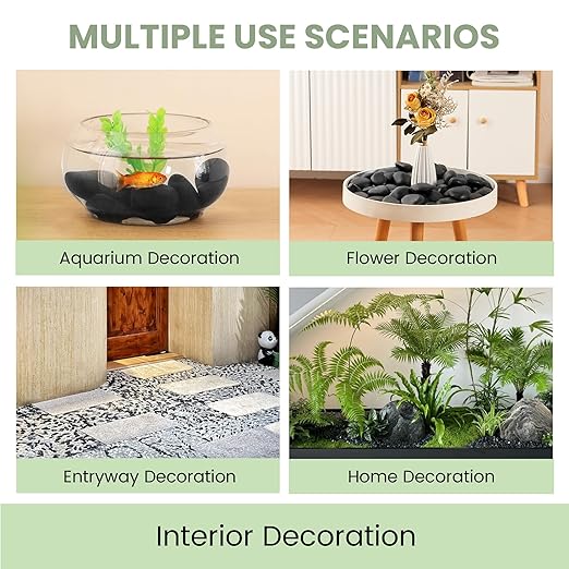 SIDONG 5 lbs Black River Rocks, 1.2-2 Inches Polished Pebbles for Indoor Plants, Aquarium Rocks Used in Fish Tank, Decorative Stones for Plants, Vases, Home Décor, Crafting, Garden Landscaping