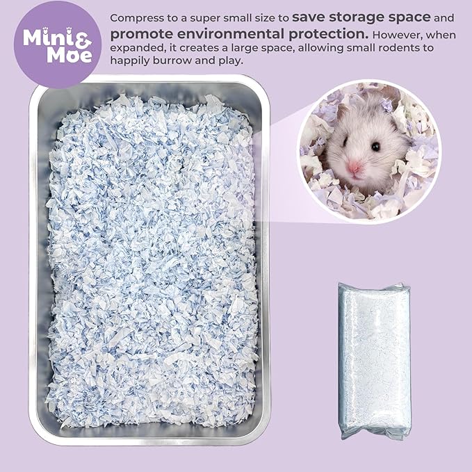 mini&moe Guinea Pig Bedding 25 Liters: Dust-Free and Odor Control Moisture Absorbent Natural Paper Small Pet Bedding - for Guinea Pigs, Hamsters, Rabbits, and Small Animal