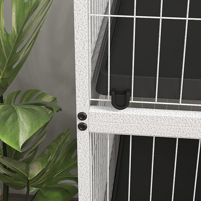 PawHut Metal Small Animal Cage, 5-Tiers Rolling Big Ferret Cage with Hammock, Removable Tray, for Chinchilla, Sugar Glider, White