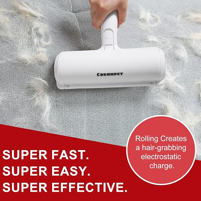 Pet Hair Removal Tool – Reusable Lint Roller for Dogs & Cats – Self-Cleaning Fur Remover Brush - Portable, Multi-Surface Fur Removal Tool - Glove Brush and Pet Hair Extra Sticky Roller