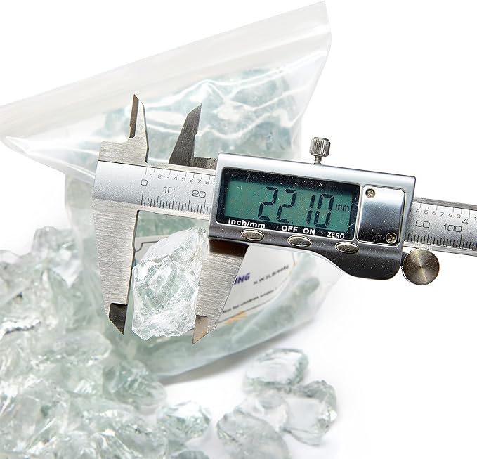 TWINKLING High Luster Fire Glass Gravel Stone,Broken Glass,Fire Pit Glass,Crushed Glass for Fireplace Pit Aquarium Garden Decoration,1-3cm,2-Pound Jar (Crystal/Transparent)