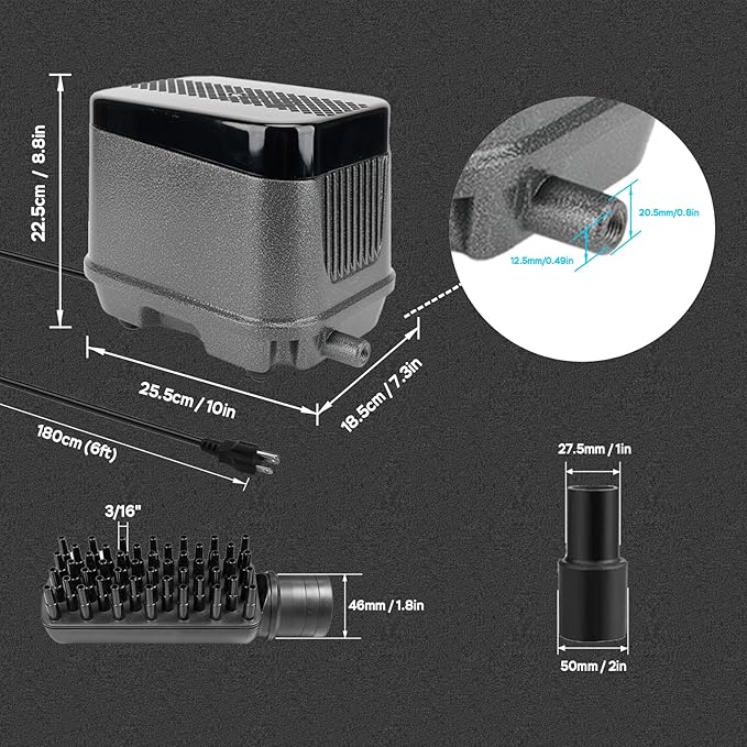 AquaMiracle Linear Air Pump, 635/950/1600/4000GPH Pond Bubbler Septic Air Pump, Energy-Efficient Pond Aerator for Outdoor Ponds, Aquariums, Hydroponics, Waste Treatment