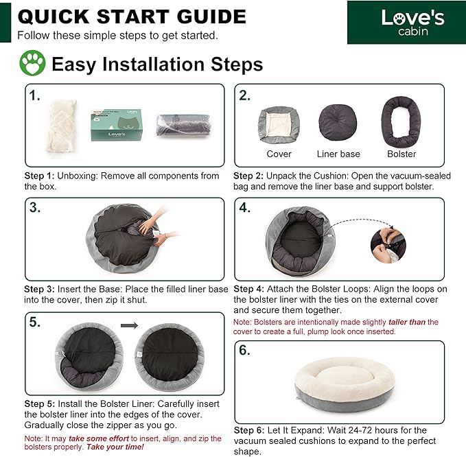 Love's cabin Round Donut Cat and Dog Cushion Bed, 25in Pet Bed for Small or Medium Dogs, Anti-Slip & Water-Resistant Bottom, Soft Durable Fabric Pet Beds, Washable Calming Cat & Dog Bed Grey