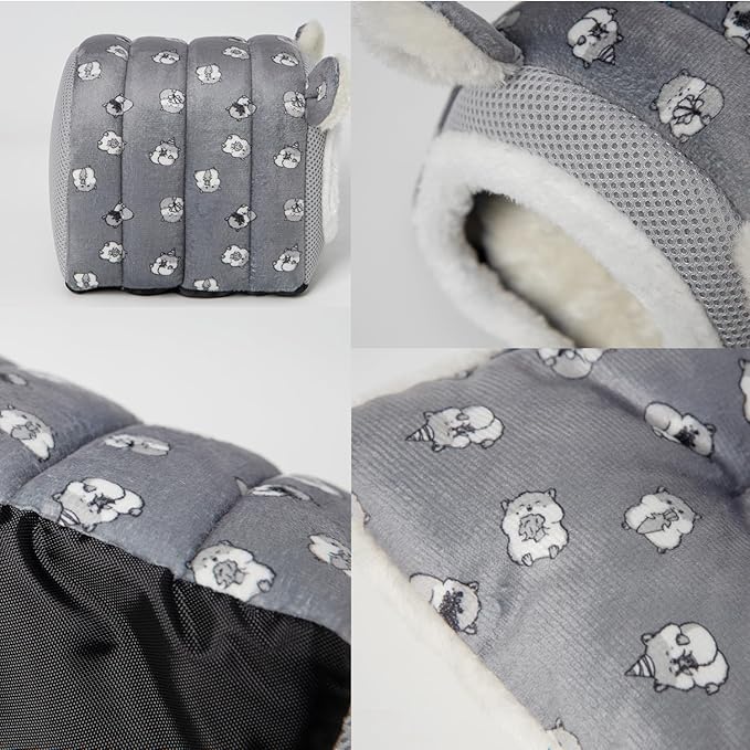 Hedgehog Bed Cave Hideout Hedgehog House Hedgehog Accessories, Hamster Small Animals Cage Supplies Warm House (Grey)