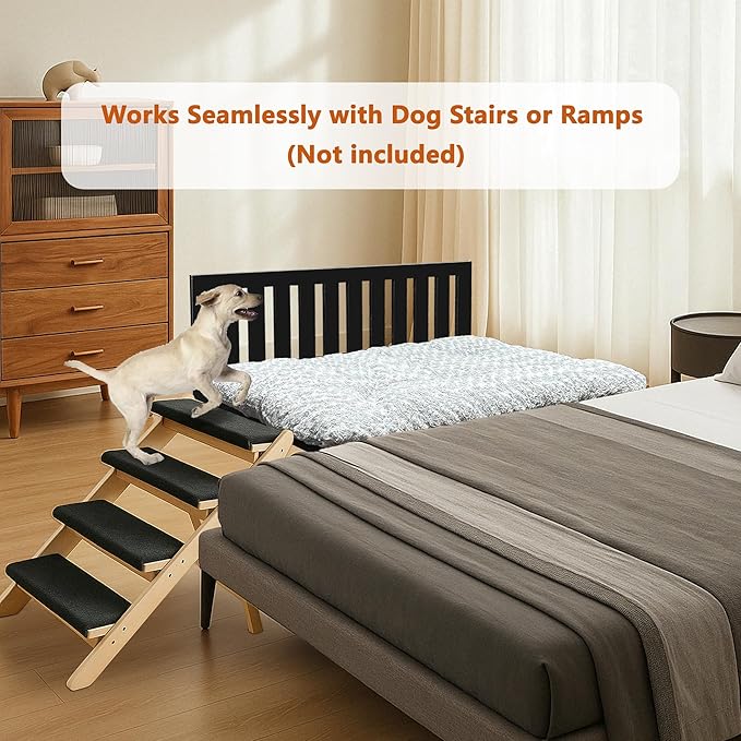 Beside Dog Bunk Beds for Large Dogs,Metal Dogs Bed Frame with Removable Cushion - Large