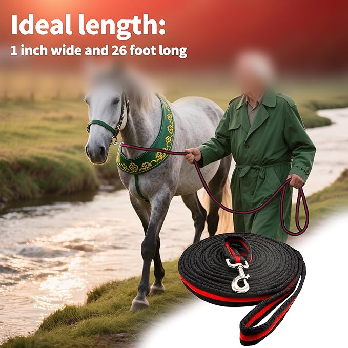 Lunge Line for Horse, Premium Equine Lunge Line with Swivel Bolt Snap for Accurate Equestrian Training, Competition, and Daily Use, 26 ft (8 Meters)