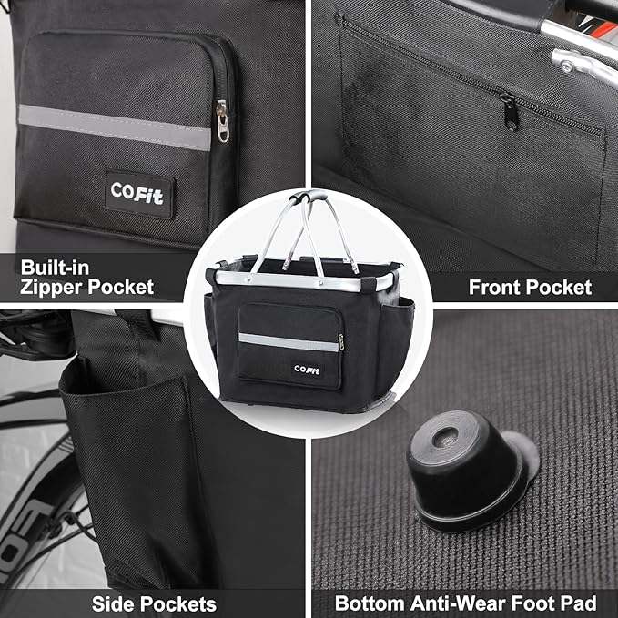 COFIT Detachable Bike Basket, Multi-Purpose Bicycle Handlebar Basket for Pet, Shopping, Commuter, Camping and Outdoor