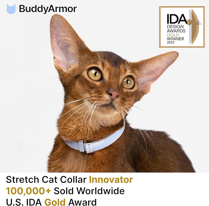 Safety Cat Collar Pro - U.S. IDA Gold Awarding Design, Elastic Quick Release Cat Collar with Buckle Non Breakaway - Lightweight for Kitten All Small Large Cats (Vivid Red, S 5.9-11.8")