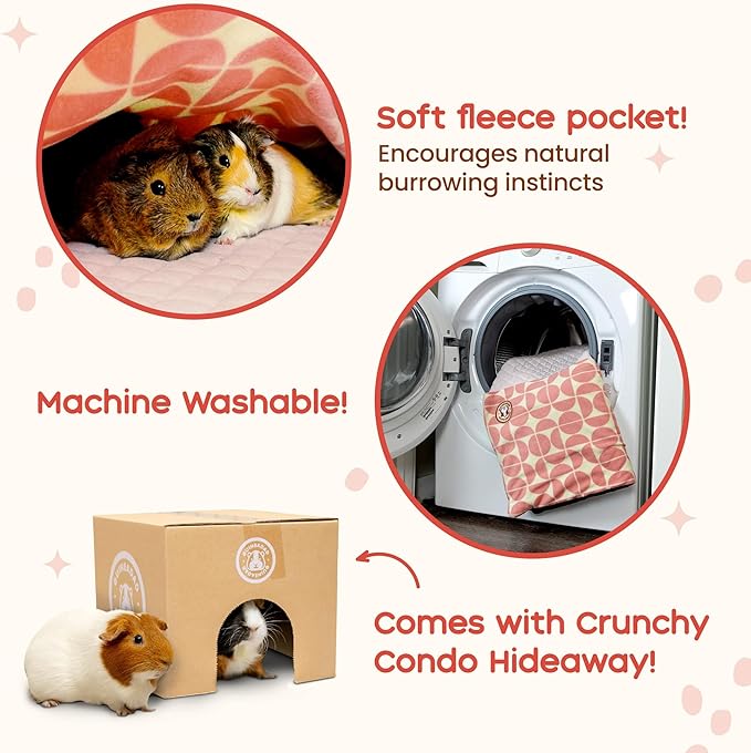 GuineaDad Premium Liner – Fleece Guinea Pig Cage Liner – Ultra-Plush Reusable Fleece Bedding with Waterproof Bottom – Extra Absorbent Liner for 2x4 C&C Cage (Peach Pie)