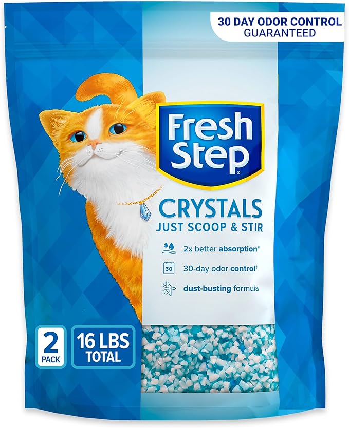Fresh Step Crystals, Premium Cat Litter, Scented, 8 Pounds, Pack of 2 (Package May Vary)