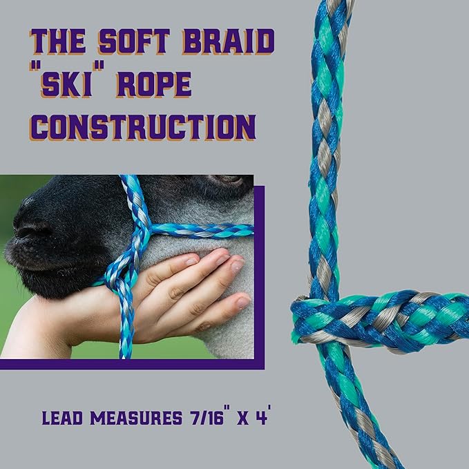 Weaver Leather Poly Rope Sheep Halter, Blue/Mint/Gray