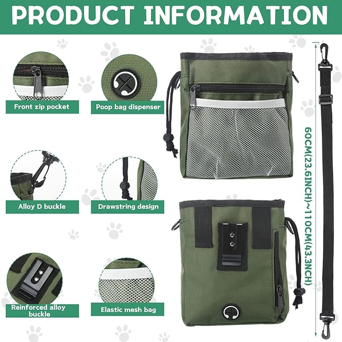 Hillban 12 Pcs Dog Treat Training Pouch Dog Treat Bag with Waist Shoulder Strap Bulk 6 Colors Convenient Pouch 3 Ways to Wear Drawstring Closure Holder for Treats Kibbles