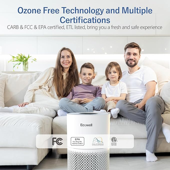 Air Purifiers for Home Large Room Cover 1640 sq.ft, Air Purifiers for Bedroom H13 True HEPA Filter Air Cleaner to Removes 99.97% Mold Pollen Smoke Pet Dander Dust Odor, ECOWELL Model: EAP360