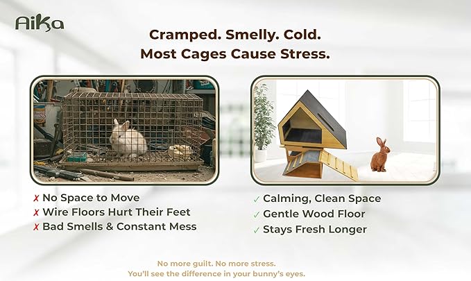 Wooden Rabbit Hideout Castle – Indoor Bunny House & Hut for Rabbits, Guinea Pigs, Chinchillas & Small Pets – Medium Size Habitat – Durable Wooden Rabbit House for Indoor & Outdoor Use