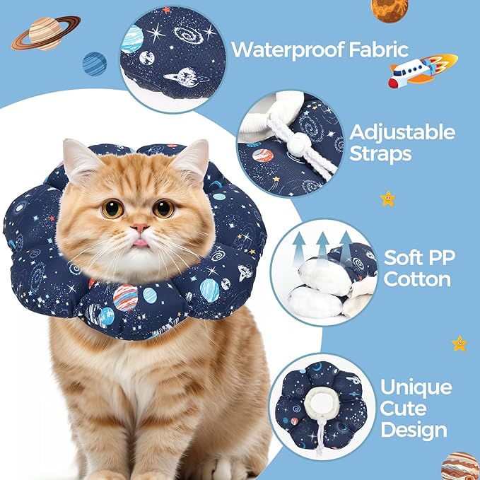 ComSaf Soft, Protective Adjustable Cat Cone Collar to Stop Licking After Surgery, Comfortable Lightweight Elizabethan Collar for Large Cat and Small Dog, Dog Recovery Collar Prevents Licking Wounds