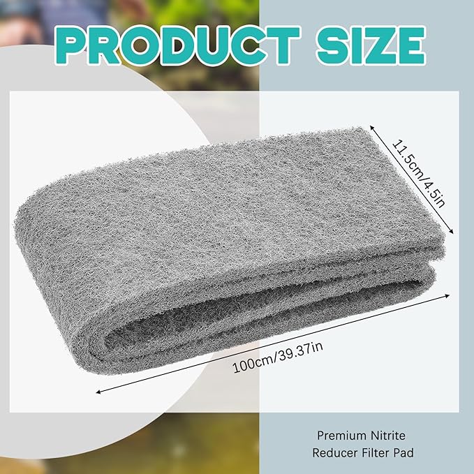 Treela Nitrite Remover Pad 4.53 x 39.37 inches Nitrate Reducer Filter Pad Fish Tank Filter Pads Nitrate Remover Cut to Fit for Aquariums and Pond Reducing Media Pad