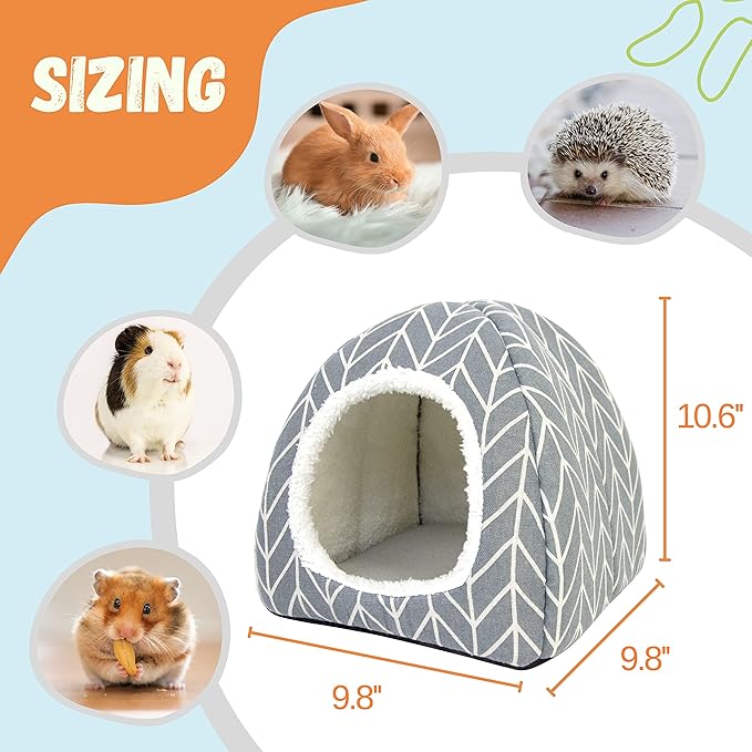 Guinea Pig Hideout Bed Rabbit House Cave Accessories Cozy Hide-Out for Bunny Hedgehog Ferret Chinchilla&Other Small Animals (Grey)