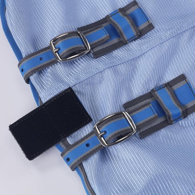 Horse Fly Sheet, Standard Neck Comfy Mesh Fly Sheet for Horses, Equine Summer Sheets UV-Protective Lightblue 63