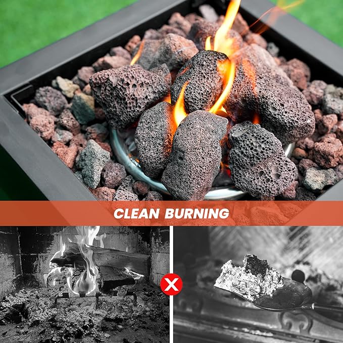 Mr. Fireglass Lava Rock Granules, Large Red Volcanic Lava Rock for Fire Bowls, Fire Pits, Gas Log Sets, Indoor or Outdoor Fireplaces - 10 Pounds (2.75"-5")