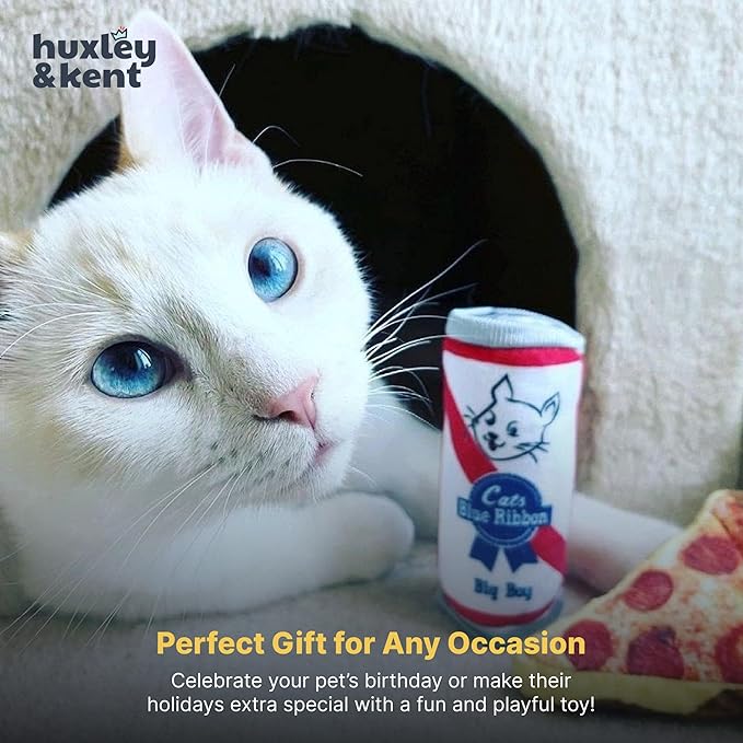 Huxley & Kent Plush Cat Toy - Interactive Catnip Toy for Cats & Kittens - Soft Kitty Toy with Crinkle & Catnip - Fun Indoor Play Toy - Belly Rubbin