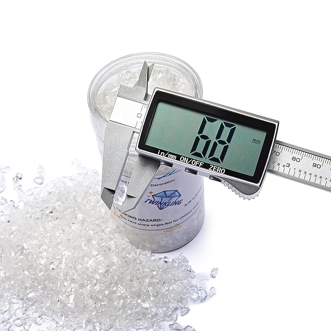 TWINKLING High Luster Crushed Glass Glitter, Broken Glass, Fire Glass Gems Chips for Fire Pit, DIY Resin Art, Epoxy Crafts, Geode Painting, Aquarium Decoration, 6-9mm(370g/13oz.) (Clear/Transparent)