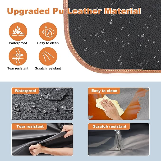 Dog Car Seat Cover for Back Seat, Waterproof PU Leather Bench Seat Covers for Trucks Ford F 150/Ram 1500/Chevy Silverado/GMC Covers, Non-Slip Back seat Pet Cover for Dogs in Car, Easy to Use and Clean