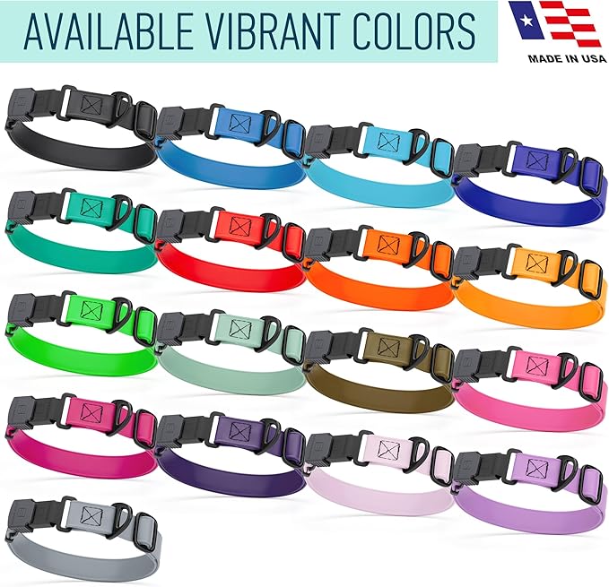 Dogline Biothane Waterproof Dog Collar with Herm Sprenger Stainless Steel Quick Release Buckle – Heavy Duty Tactical Durable Collar for Dogs – Comfortable and Safe Pet Collar, W 3/4" L 12-19", Pastel