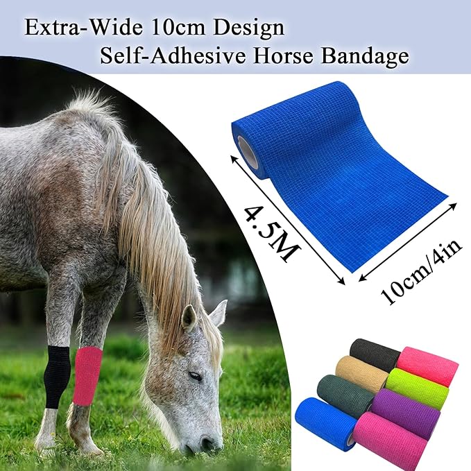 Self Adhesive Tape Wrap 8 Rolls,Non-Woven Self Adherent Vet Wrap Tape,10CM x 4.5M Cohesive Bandage Tape for Wrist & Ankle,Elastic Grip Cover (8colors-8Rolls(4inches))