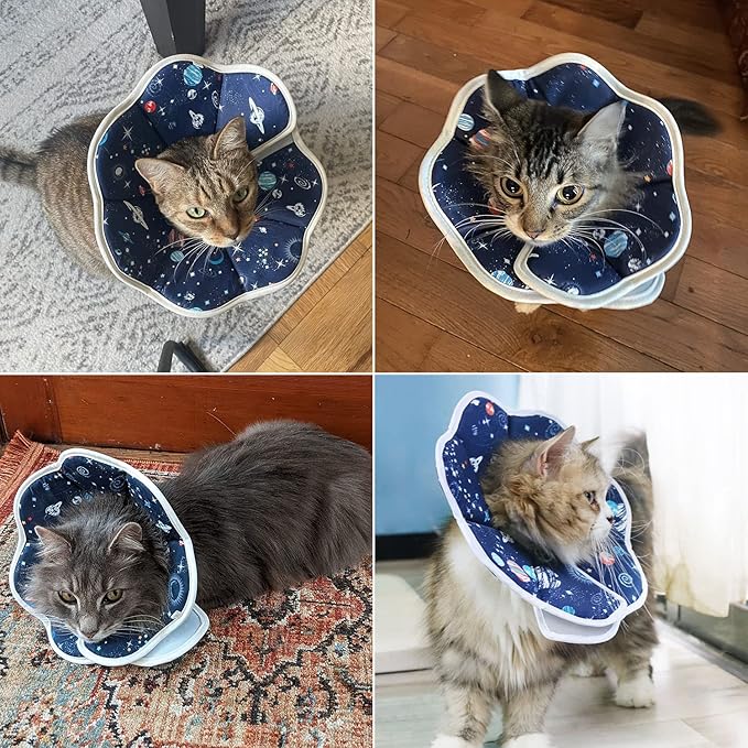 Soft Cat Cone, Adjustable Recovery Collar After Surgery to Prevent Licking Wound, Protective Cat Neck Cone, Comfortable Pet Elizabethan Collar for Cats Kittens and Puppies (X-Small)