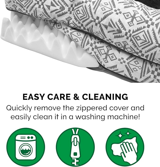 Furhaven Orthopedic Dog Bed for Large Dogs w/ Removable Bolsters & Washable Cover, For Dogs Up to 95 lbs - Plush & Southwest Kilim Woven Decor Sofa - Boulder Gray, Jumbo/XL