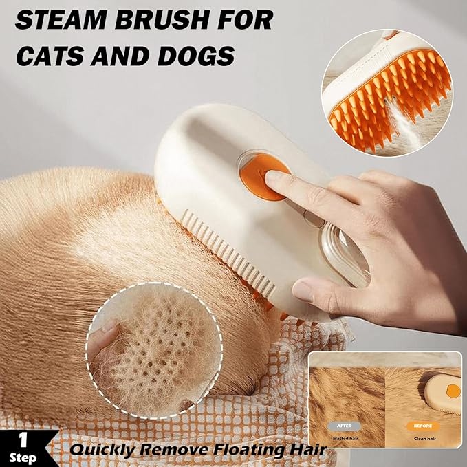 5 Pack Pet Steam Brush Kit – Pet Water Brush for Cats Shedding – Includes Steam Brushes, Undercoat Rake, Massage & Flea Comb for Cats and Dogs - Matted Fur Dematting Tool