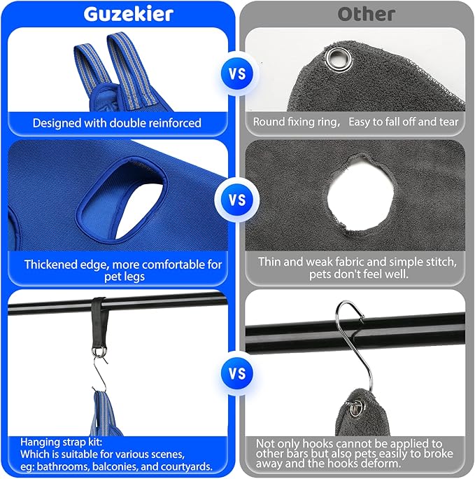 Guzekier Dog Grooming Hammock for Trim Nail, Dog Sling for Grooming, Dog Hammock Restraint Bag with Nail Clippers/Trimmer, Nail File, Pet Comb,Ear/Eye Care (Weight: 20-45 LBS)