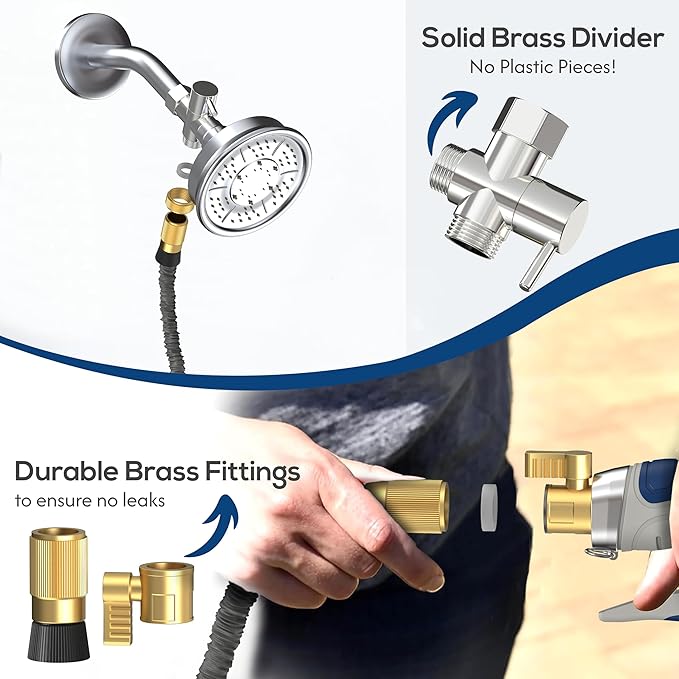 Indoor Hose Attachment with Handheld Sprayer for Dog Washing, Plant Watering, and Cleaning (25 FT) Long Hose with Universal Shower Head Adapter and Dog Shower Attachment