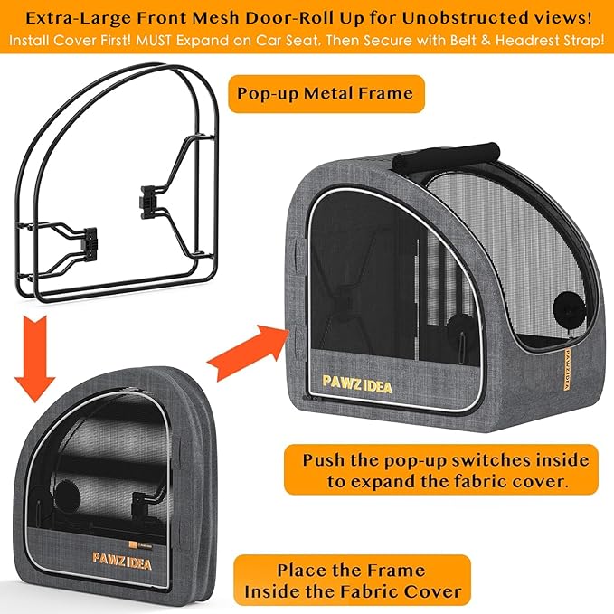 PAWZIDEA Dog Stroller for Large Dogs, Pet Stroller with Detachable Carrier for Portable Dog Crate for Car Seat, Foldable Dogs Jogger Strollers, All Terrain 9” Wheels, Adjustable Handle, Up to 80lbs