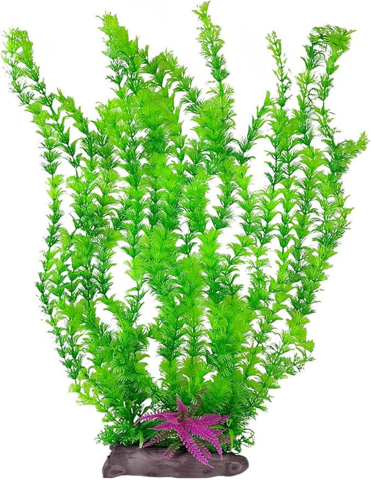 Hamiledyi Aquarium Plastic Plants Aquarium Decor Artificial Fish Tank Plants,Tall Fish Tank Decorations, Extra Large Aquarium Plant 20.4-inch Tall,1PCS