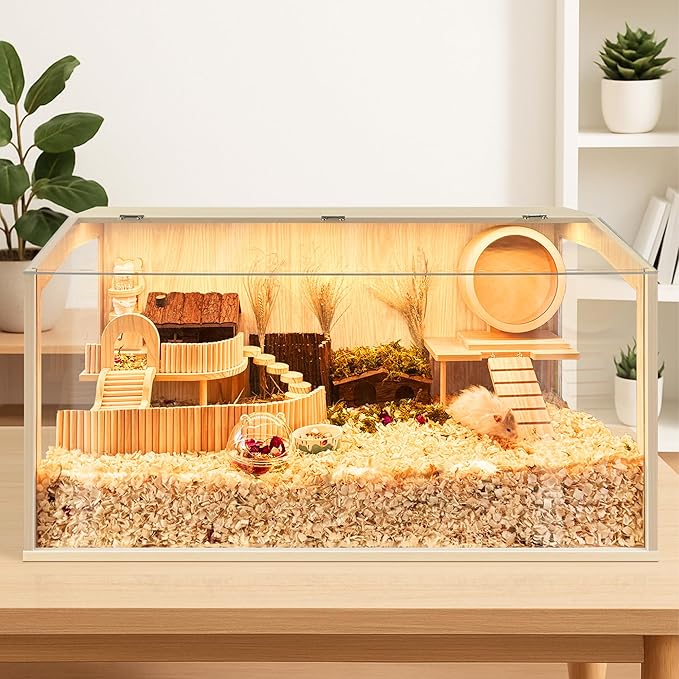 Hamster Cage Chewproof, Large Hamster Cages and Habitats 32 Inch Guinea Pig Cages Openable Top with Acrylic Sheets Solid Built, 32"