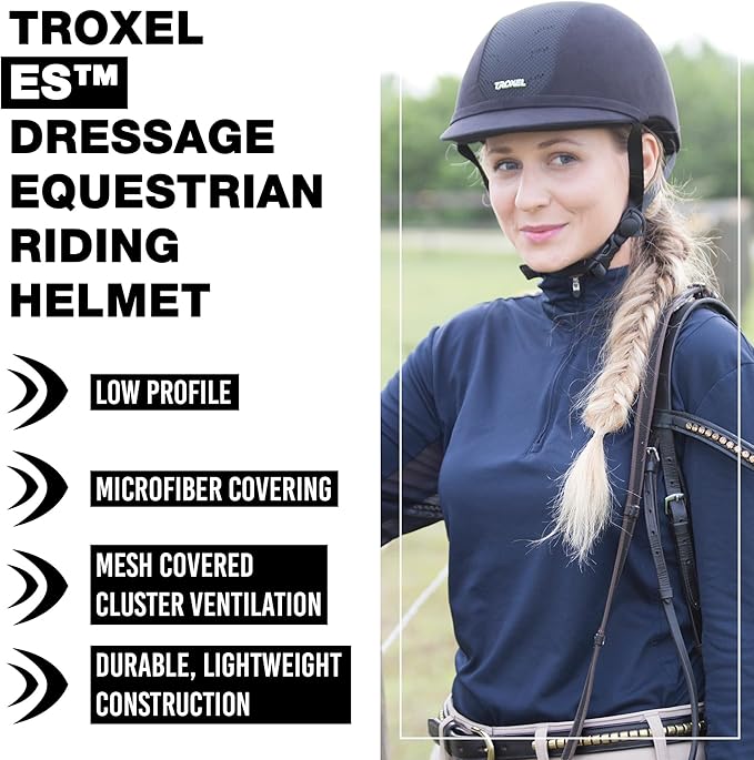 Troxel ES Sleek Horse Riding Helmet, Low-Profile, Self-Adjustable Design, Safety Horseback Riding Gear