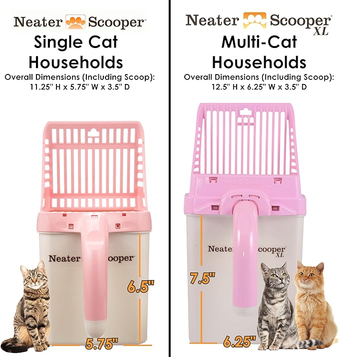 Neater Pet Brands Neater Scooper XL Cat Litter Scoop, 195 Refill Bags – Extra-Large Capacity Mess-Free Cat Litter Scooper with Bag for Large & Multiple Cats, Spill-Proof Litter Box Scooper with Holder