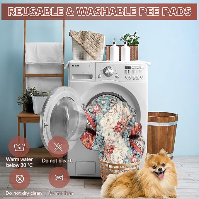 Washable Thickened Pee Pads for Dogs, 4 Pack (18"x24") Upgrade Reusable Puppy Pads with Non-Slip Rug, Super Absorbent Leakproof Puppy Training & Whelping Pads for Dogs, Doggie