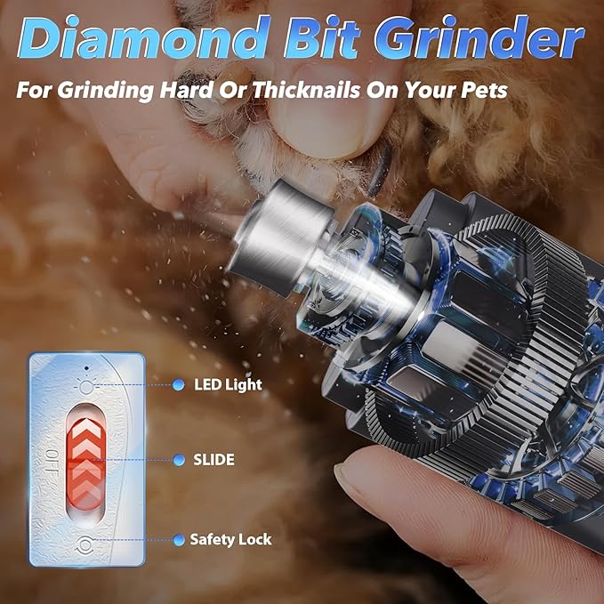2 in 1 Dog Nail Clippers and Grinder with Lights & Cat Nail Clipper for Large Medium Small Dogs Cats Nail Trimmers USB Rechargeable with 2 LED Lights Dog Claw Care for Non-Black Nails